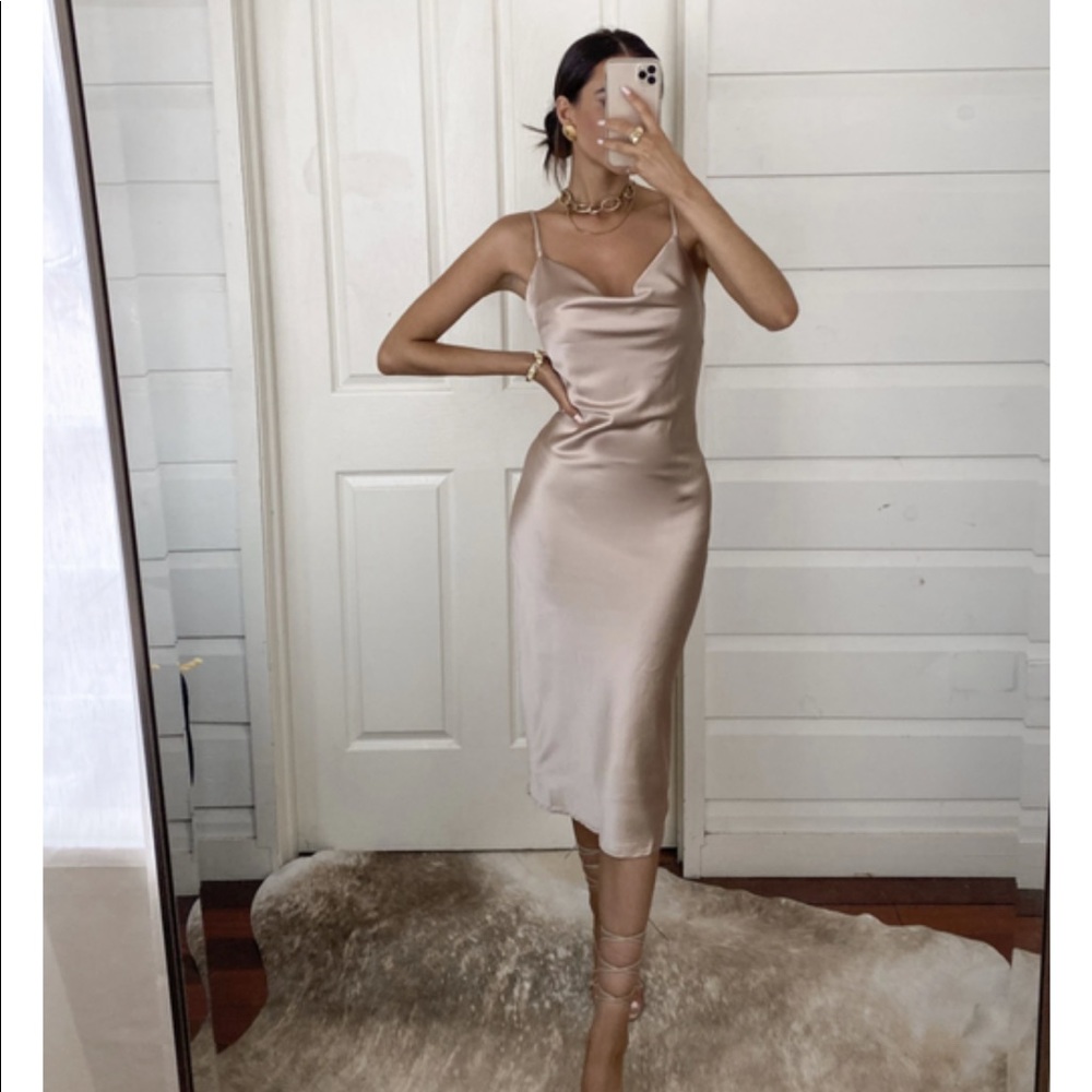 BNWT beige champagne satin dress